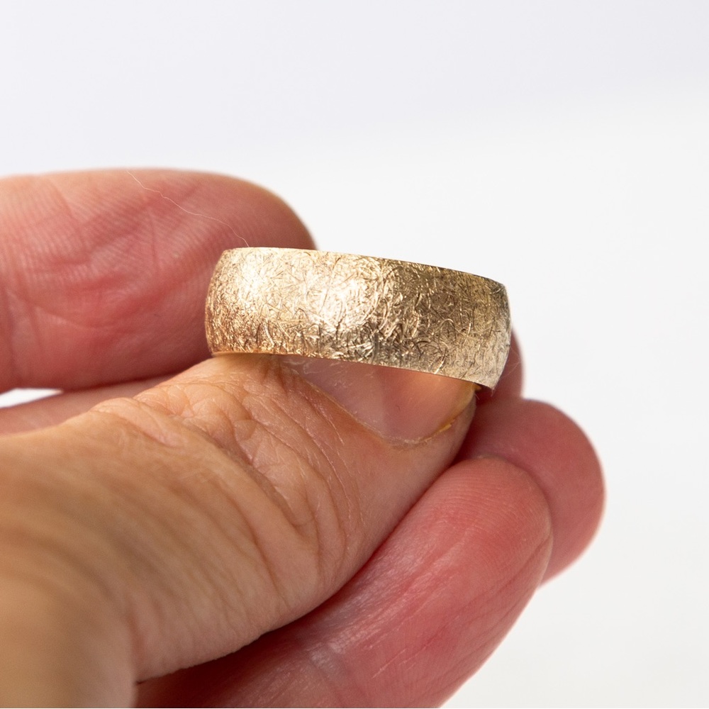 Textured wide band ring gold over sterling silver 9.5